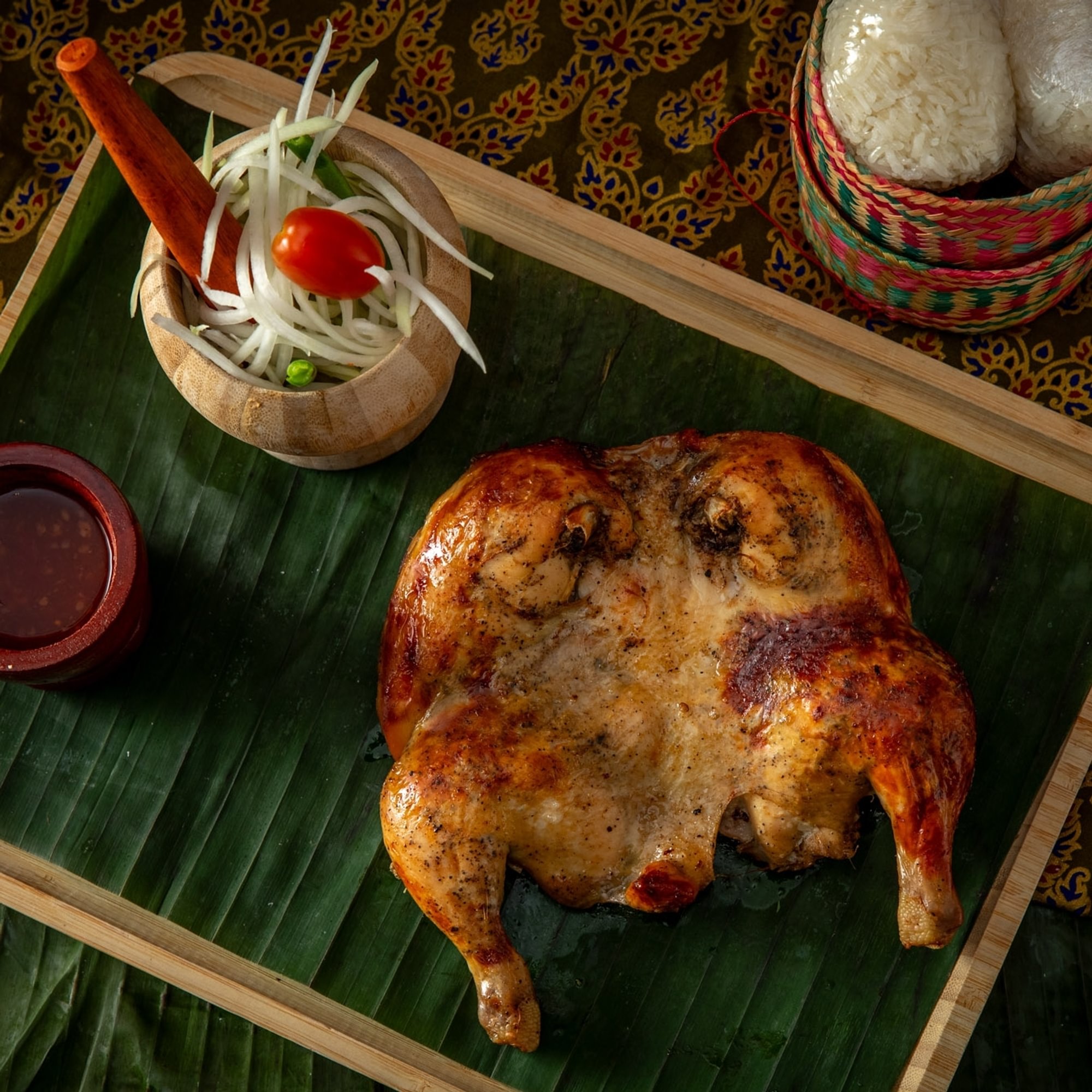 Gai Yang Vichean Buri (Half Chicken Combo with Somtum)