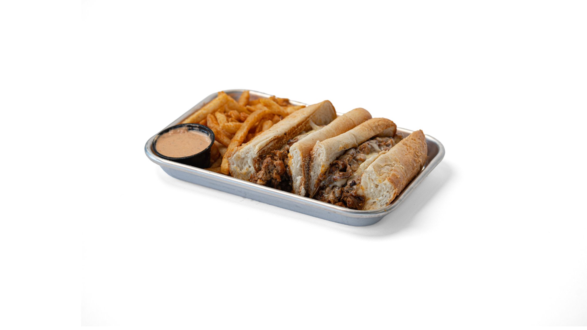 Chicken Cheesesteak with Seasoned Fries