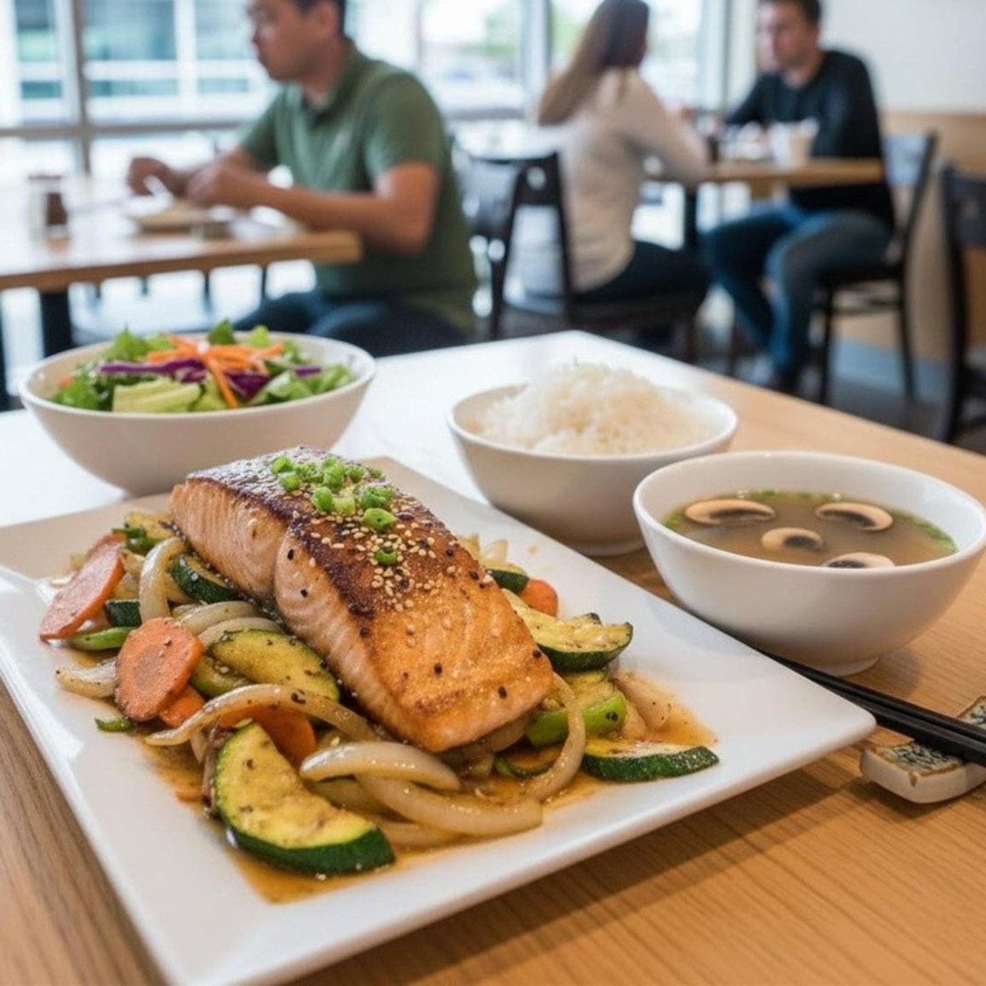 Hi Salmon (H Salad & Mushroom Soup)