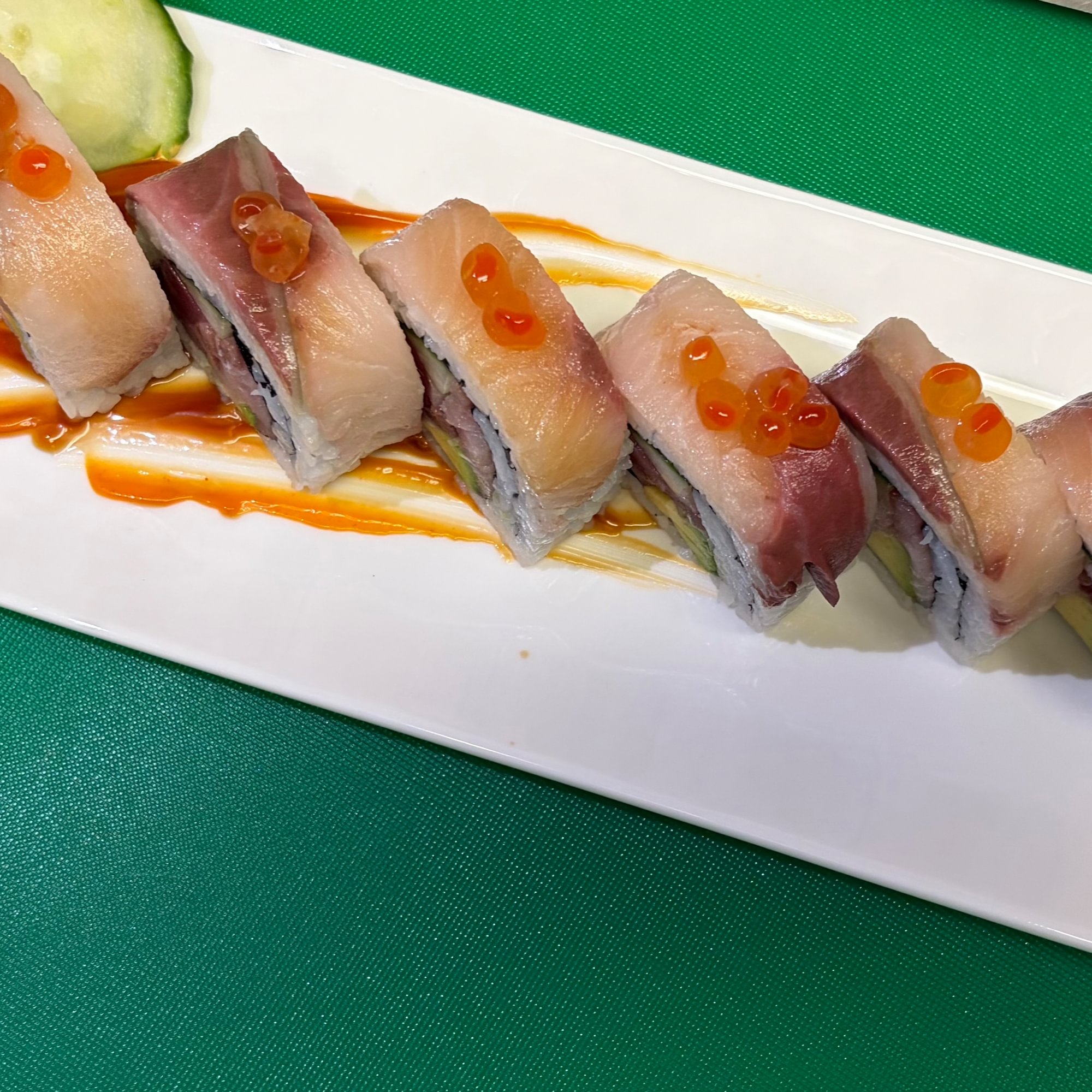 White Drangon Tuna roll with Roe