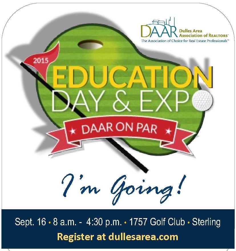 Join DAAR for the annual Education Day & Expo. It should be a great event! Go to dullesarea.com for more information and to register.