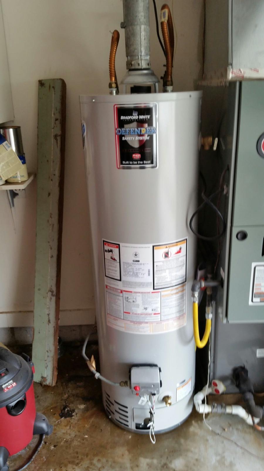 We installed a new 40 gallon gas water heater and cleaned the area.  Now the customer can have a hot shower again!