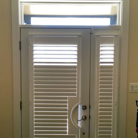 Our Shutters by Budget Blinds of Fairfax are made from high-quality materials and can be designed to fit any space, such as in this unique doorway. Doesn't that look amazing?  BudgetBlindsFairfax  Shutters  ShutterAtTheBeauty  FreeConsultation  WindowWednesday