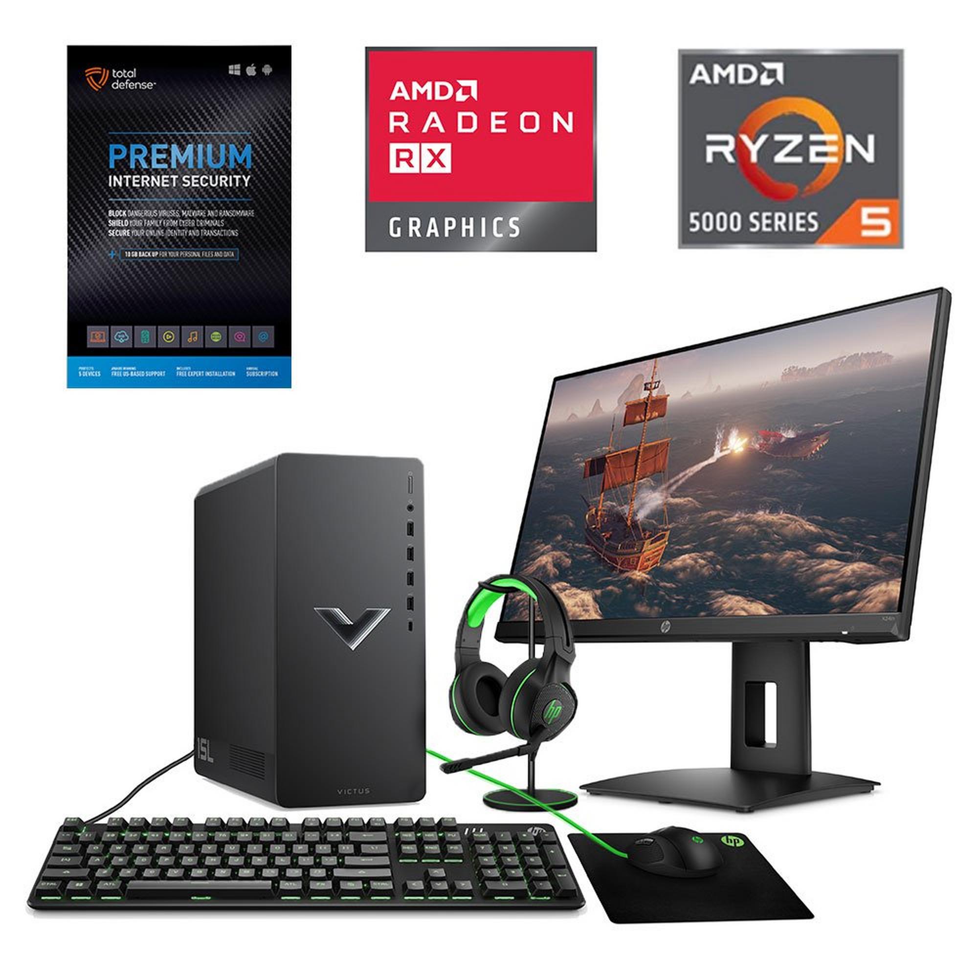 HP Victus Gaming Desktop 8GB Ram 512GB SSD w/ 24" HP FHD Monitor & Total Defense Internet Security
