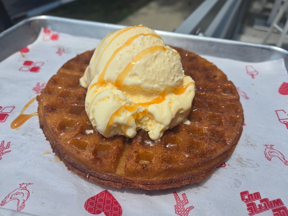 Churro Waffle w/ Vanilla Ice Cream