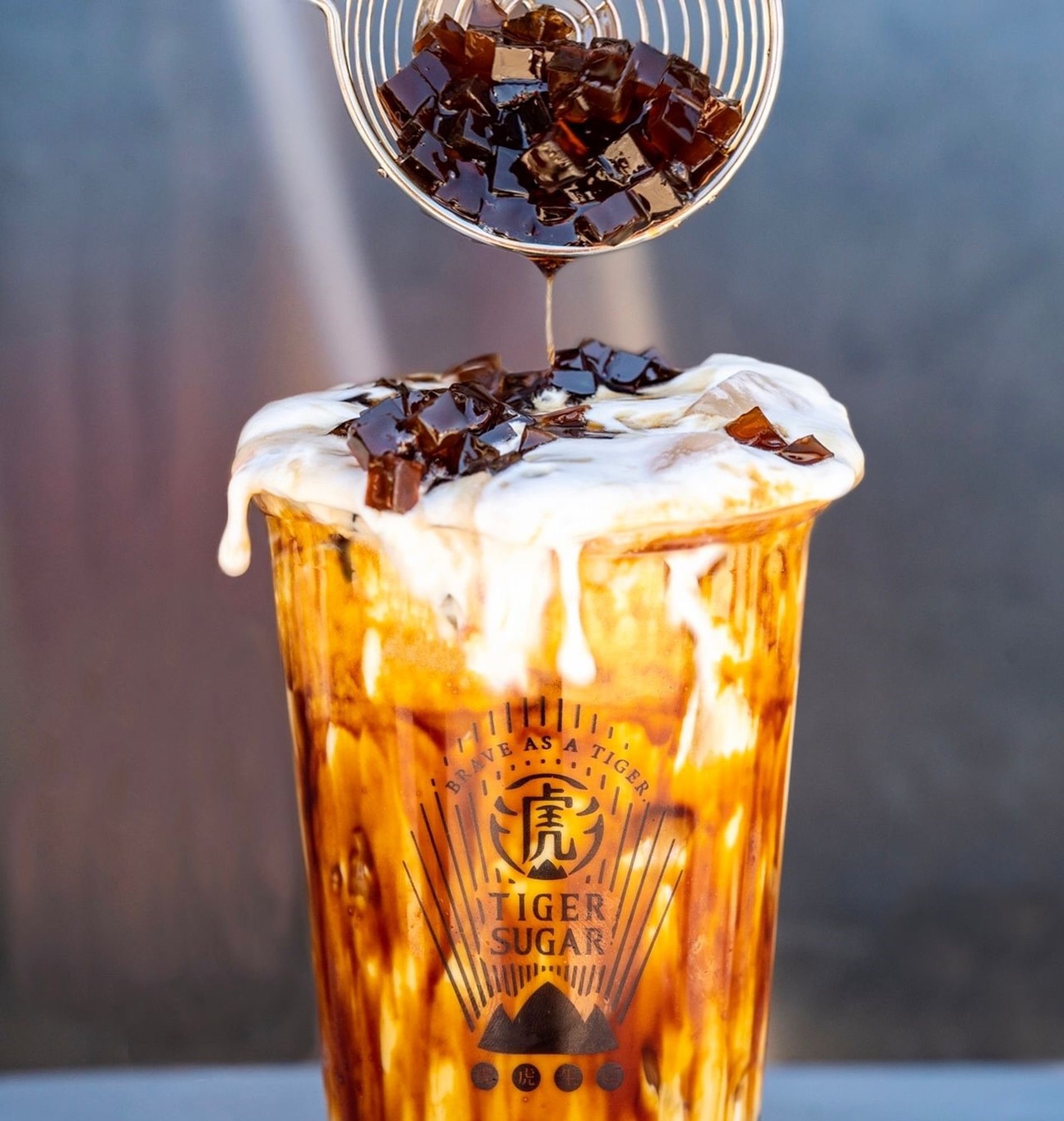 BS Milk with Boba, Pearl, Tiger Jelly & CM