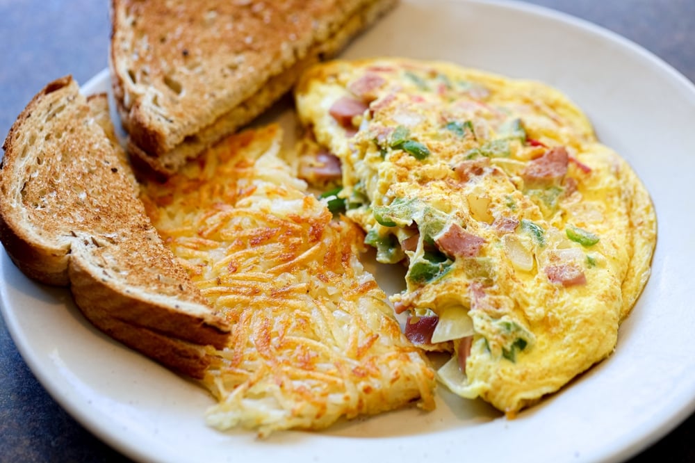 Corned Beef Hash & Cheese Omelet