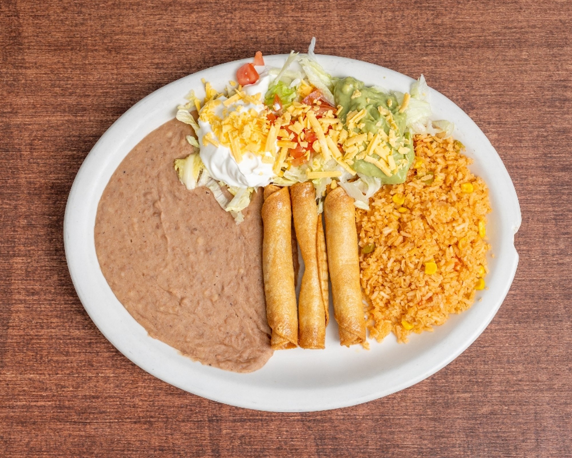 Chicken flautas plate