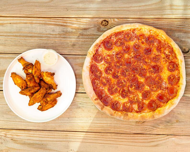 Medium 1 Topping Pizza & 10pc Wings