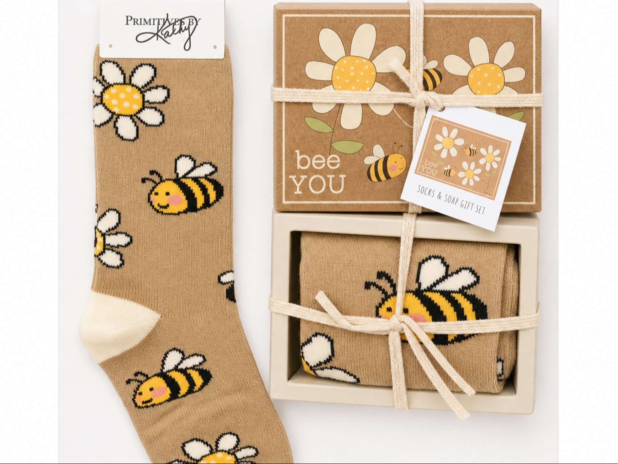 Bee You Box Sign and Sock Set