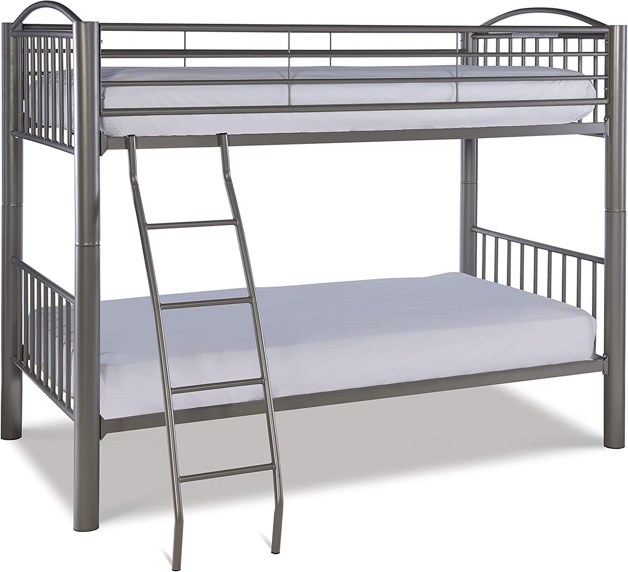 Heavy Metal Twin Bunk Bed w/ Two 9.5" Tight Top Extra Firm Mattress