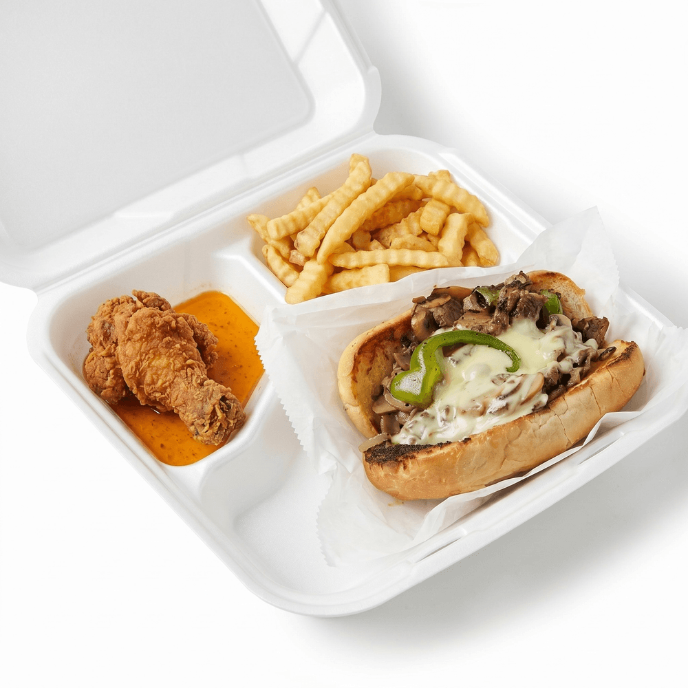 Steak or Chicken Philly + Wings