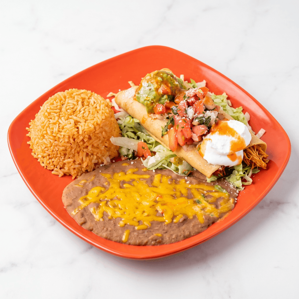 Two Flautas, Rice & Beans