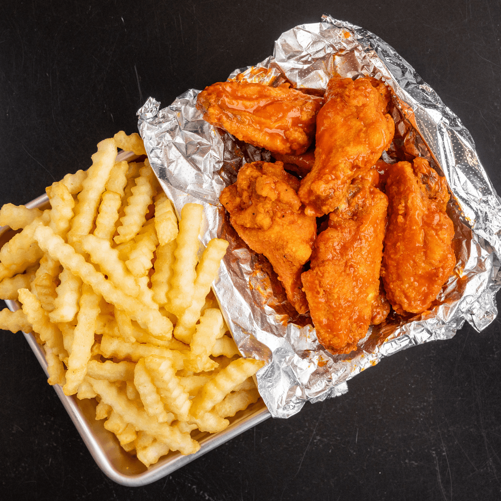 6pc. Flavored Chicken Wings with Fries
