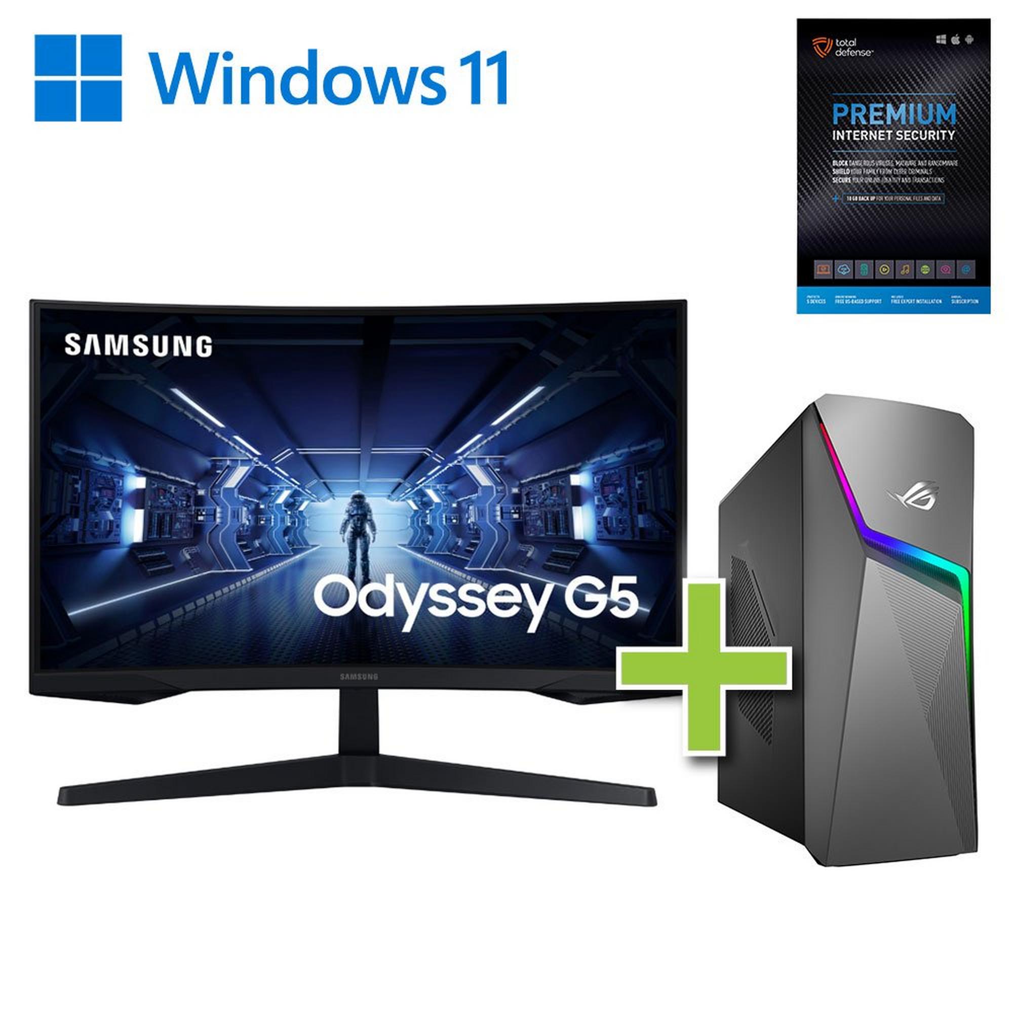 ASUS Gaming Desktop w/ Total Defense Internet Security & 27" Curved Monitor