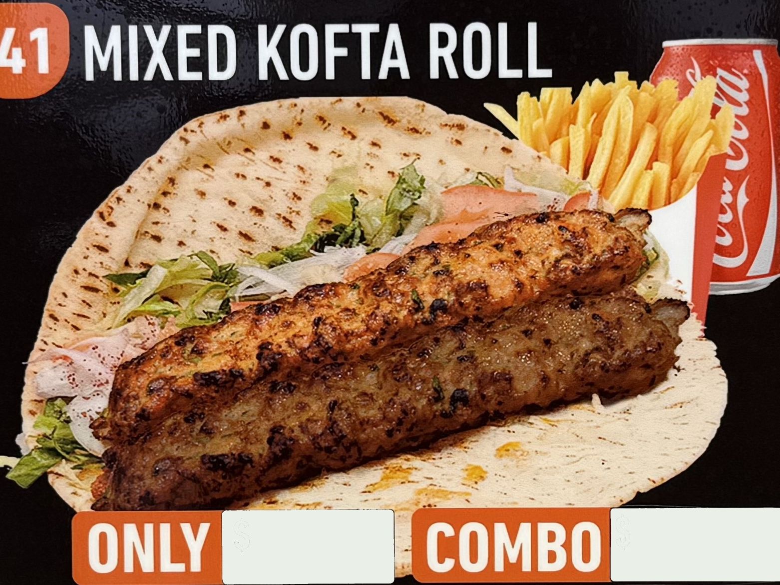 #52 Mixed Kofta Beef + Chicken Roll W/ Fries And Can Soda\Before. #41