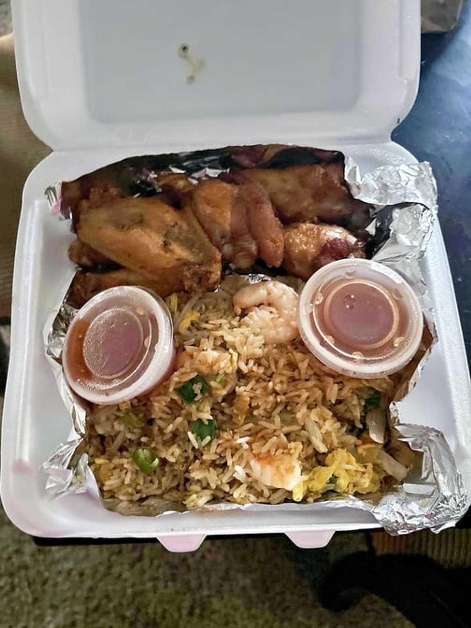 Wings With Shrimp Fried Rice
