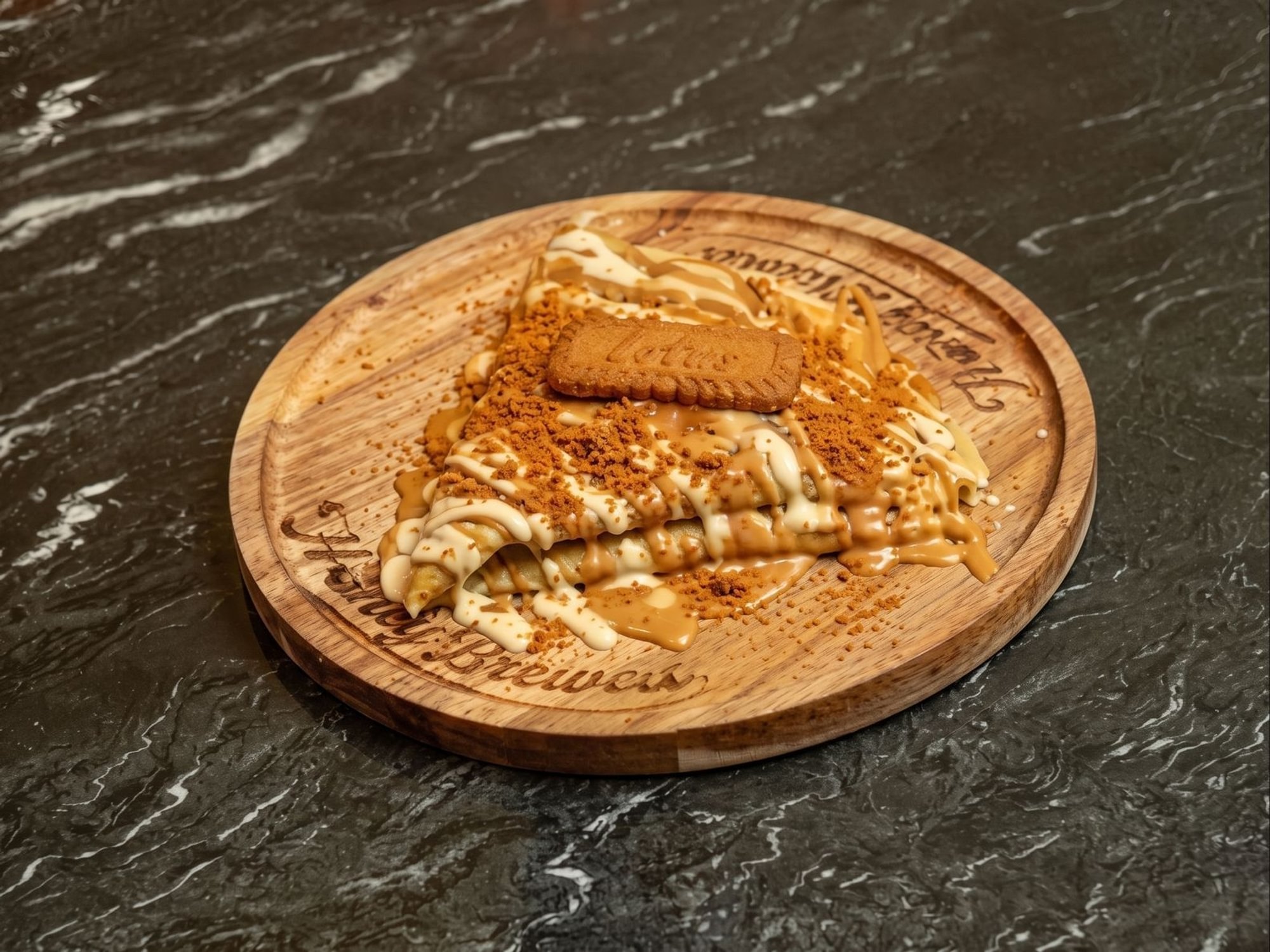 Lotus & White Chocolate with Bananas Crepe