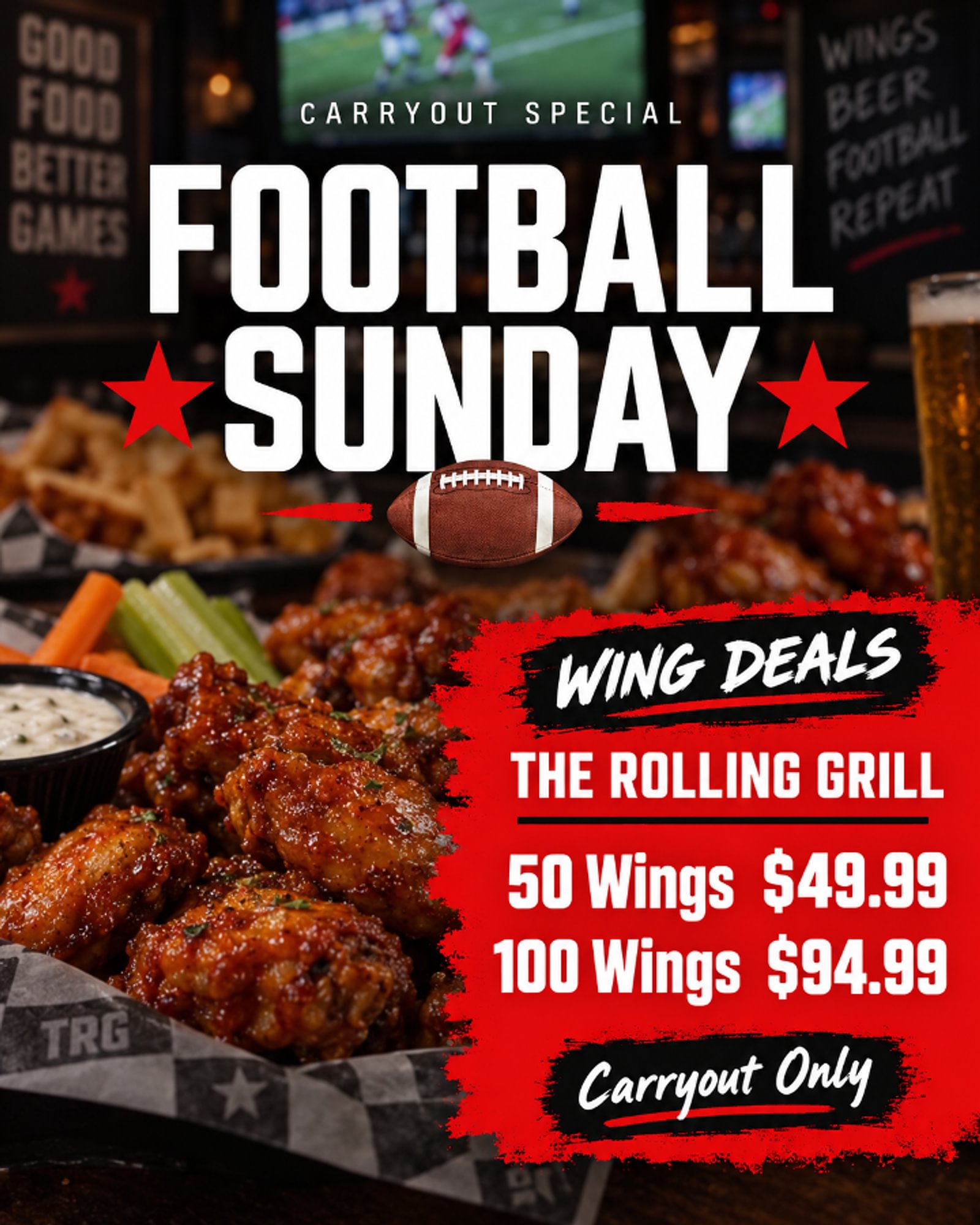 Sunday Football Wings -50 Wings