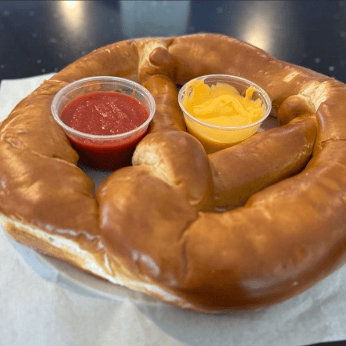Jumbo Pretzel w/ Honey Mustard and Nacho Cheese