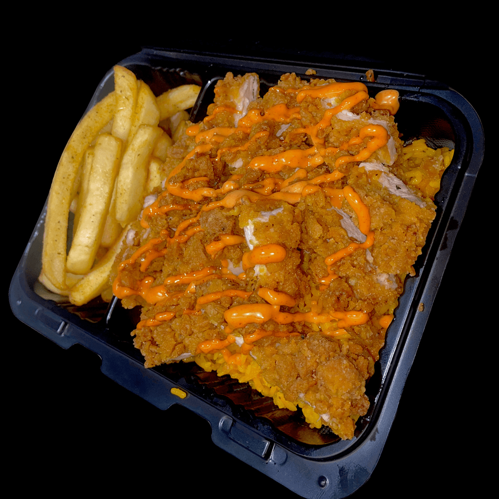 Crispy Chicken Over Rice