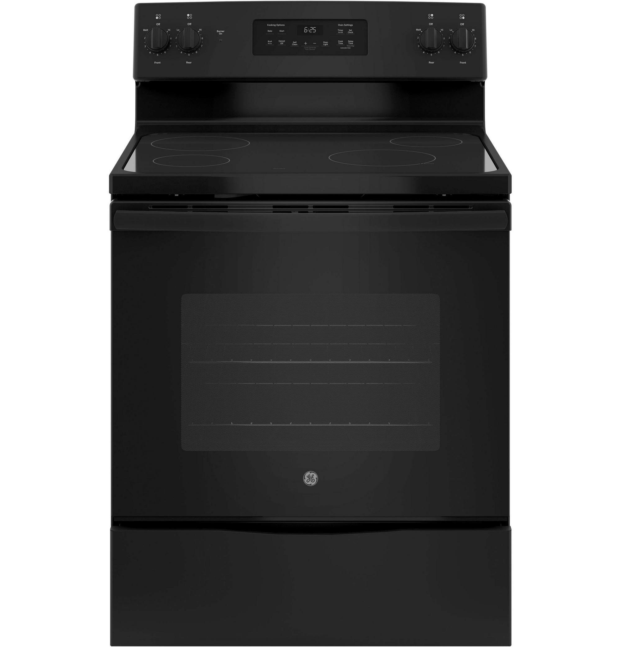 5.3 cu. ft. Self Cleaning Electric Range with Ceramic Cooktop - Black