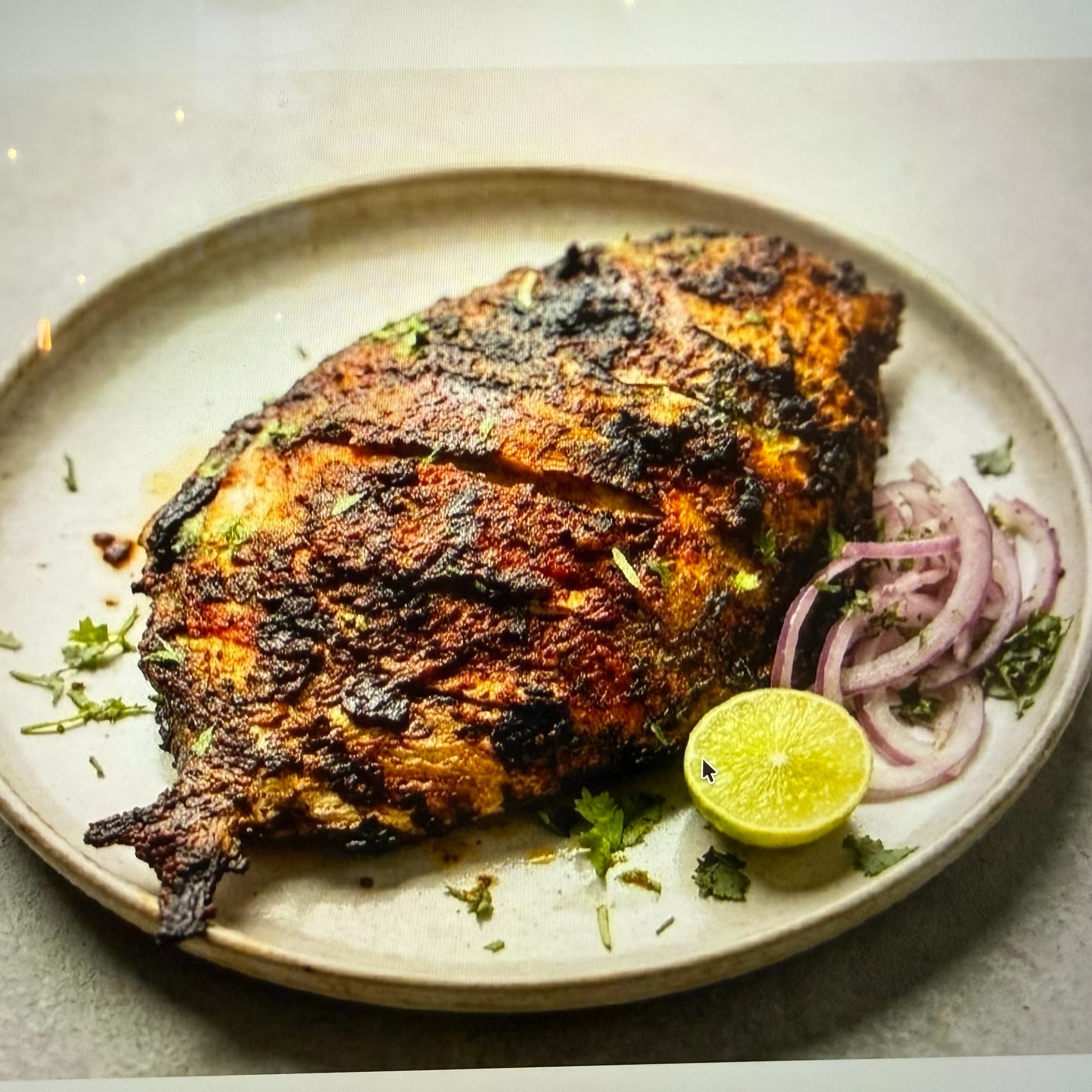 Achari Tandoor Pompano Rechado