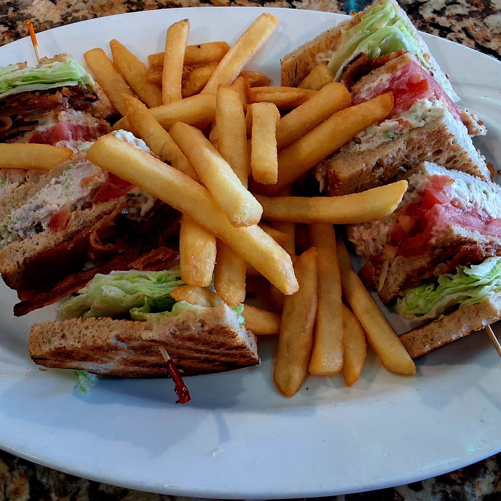 Chicken Salad and Bacon Club Sandwich