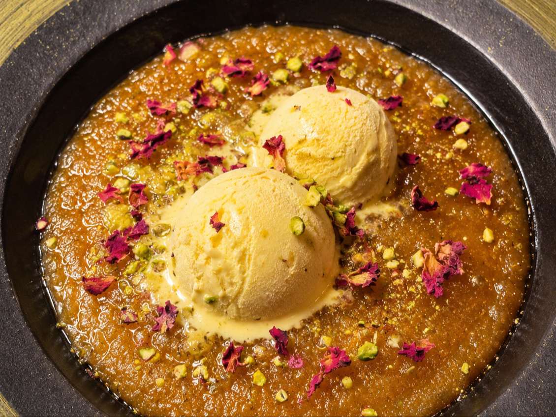 Moong Daal with Pista Icecream