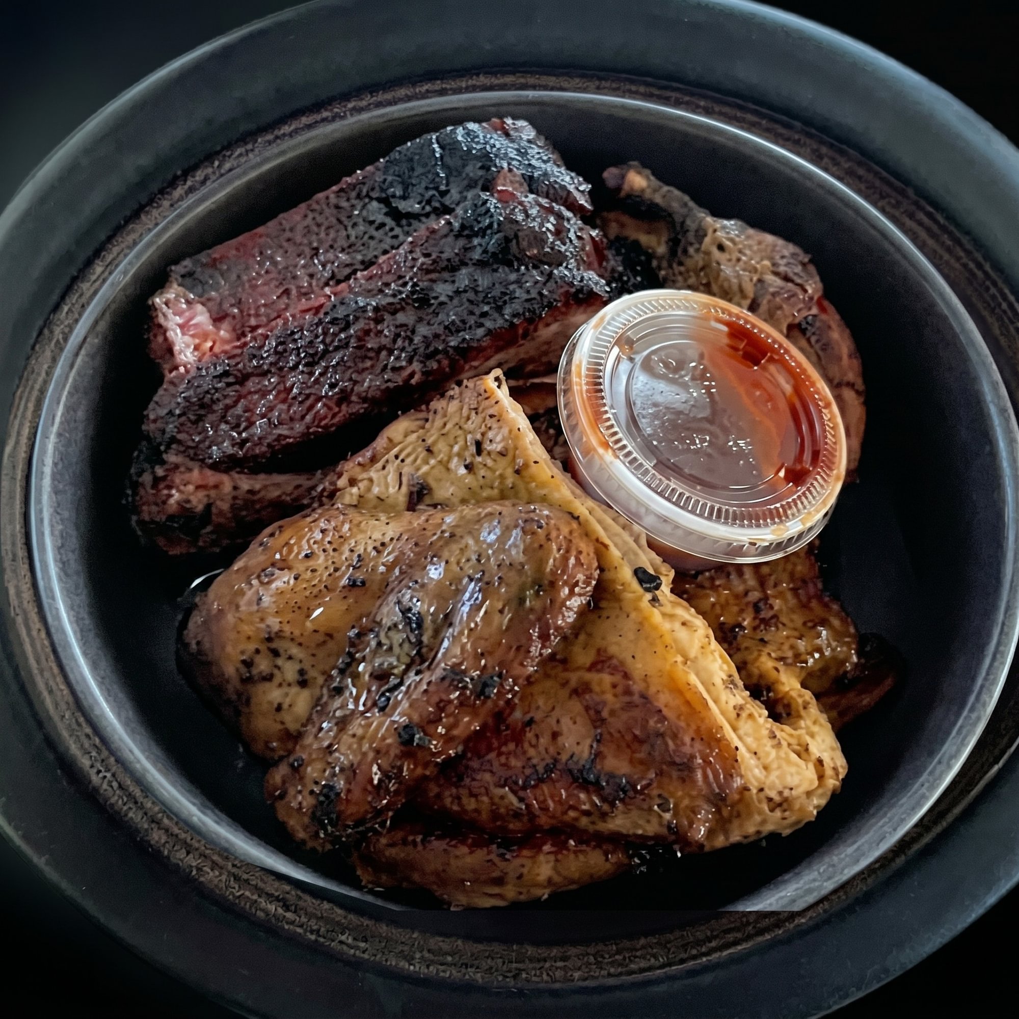 3 Meat Dinner: Ribs, Chicken & Hot Links Meat