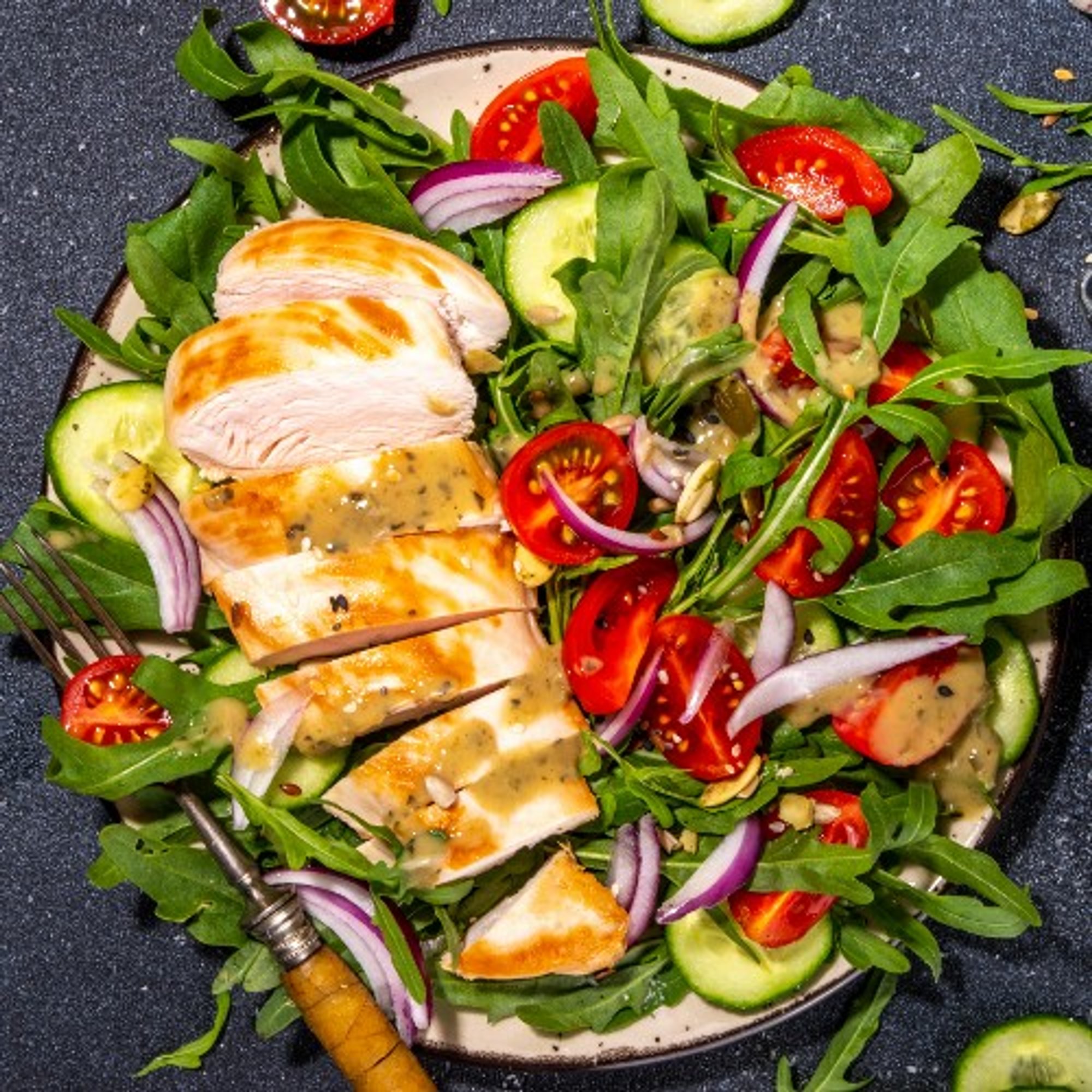 Grilled Chicken Over Mixed Green Salad