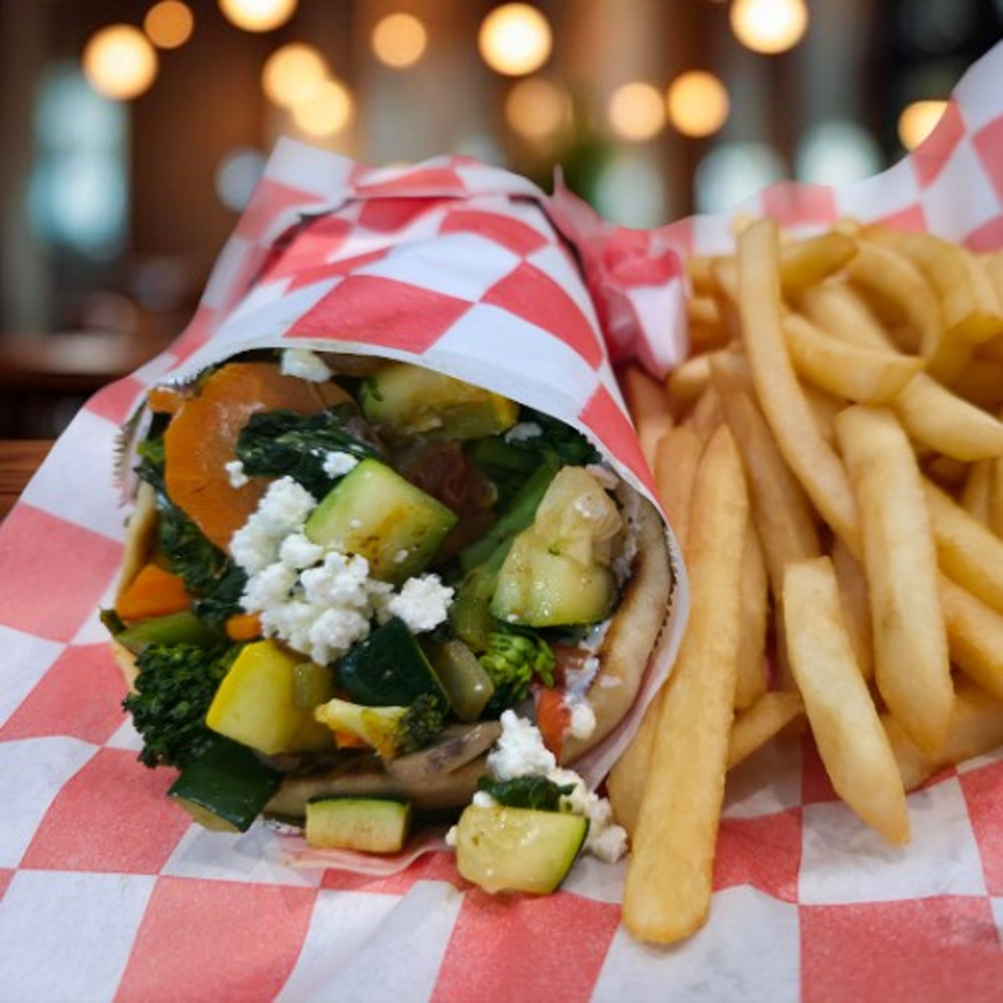 Greek Pita Wrap With Grilled Veggies