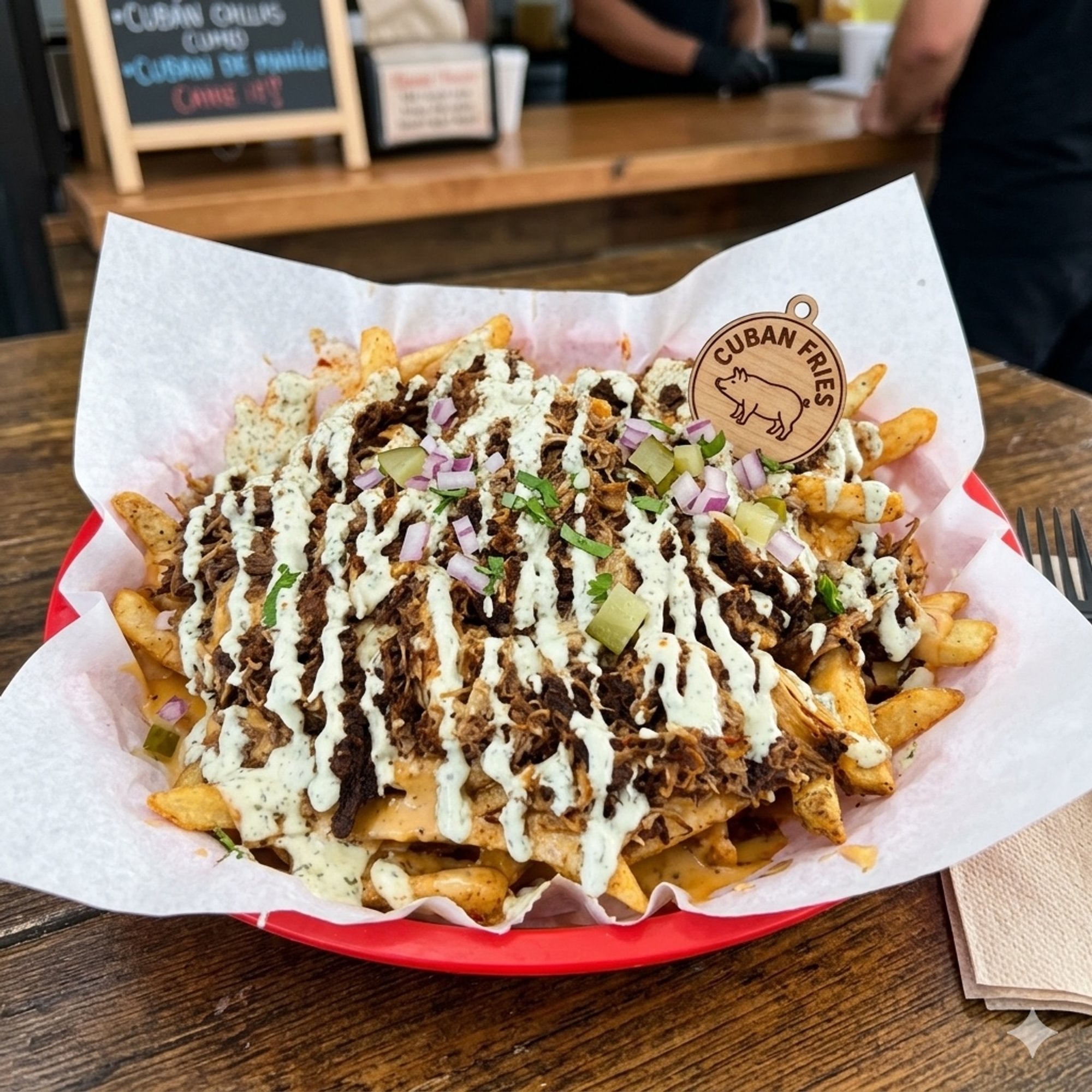 Loaded Cuban Queso Fries