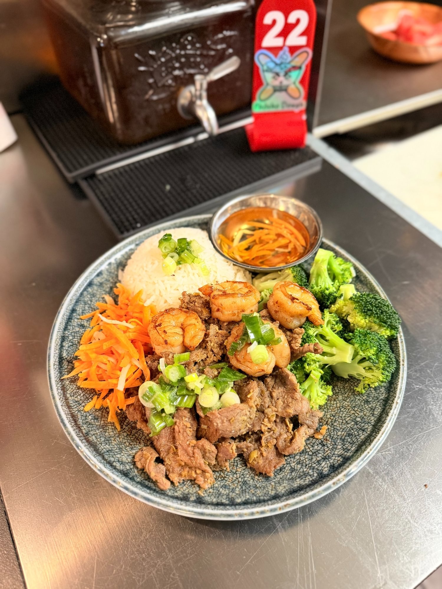 Grilled Shrimp & Beef Over Rice (Cơm Tôm Bò Nướng)