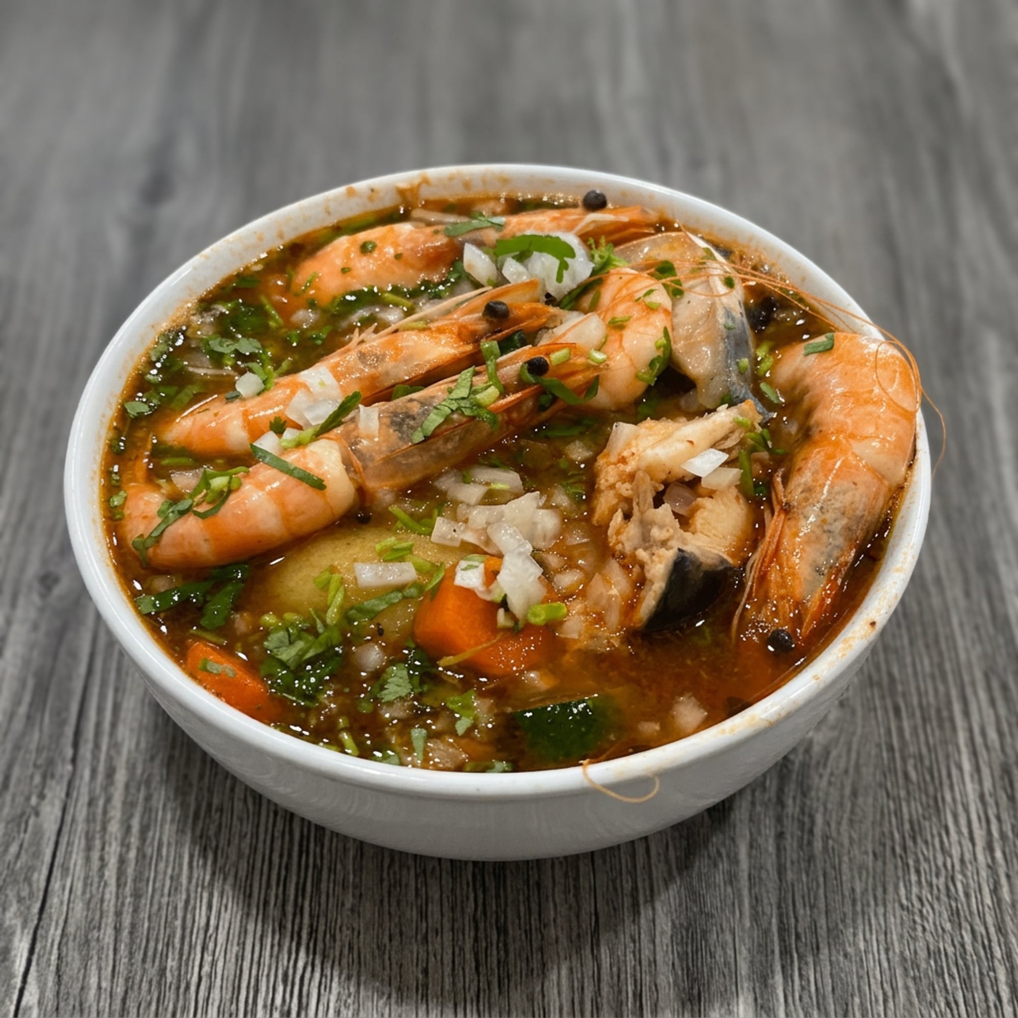 Caldo de Pescado y Camaron
