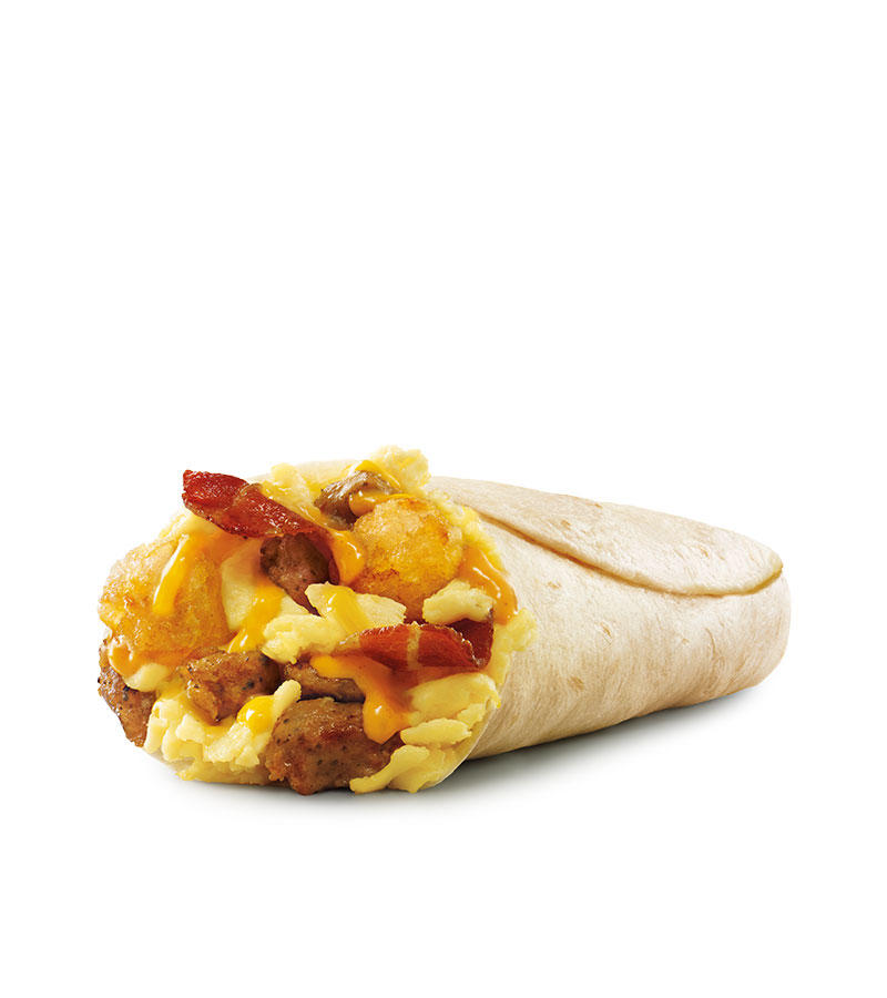Crispy bacon, savory sausage, golden tots, fluffy scrambled eggs and melty cheddar cheese, all wrapped in a warm flour tortilla makes SONIC's Ultimate Meat & Cheese Breakfast Burrito™ an instant favor