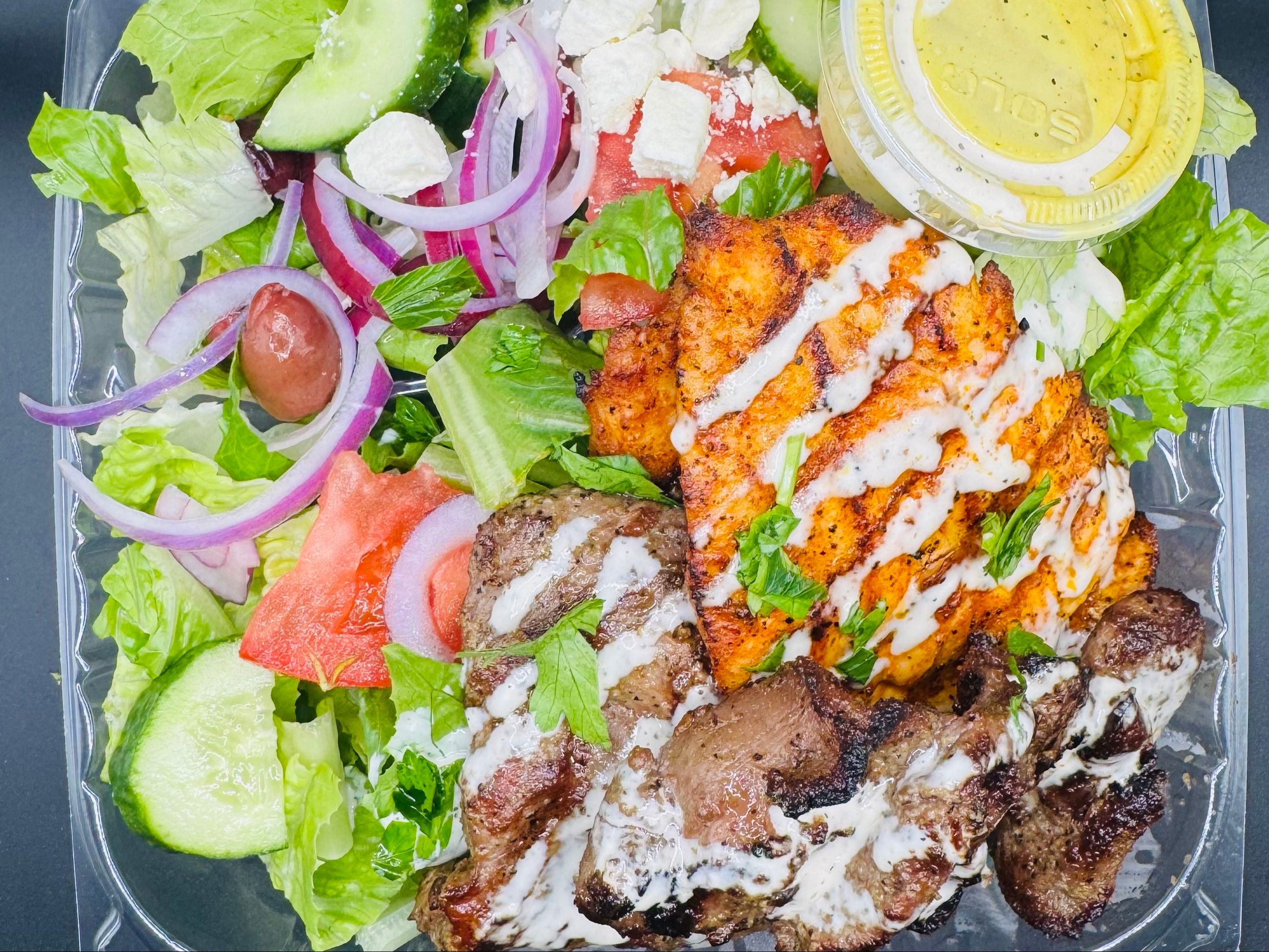Lamb And Chicken Kabob Salad