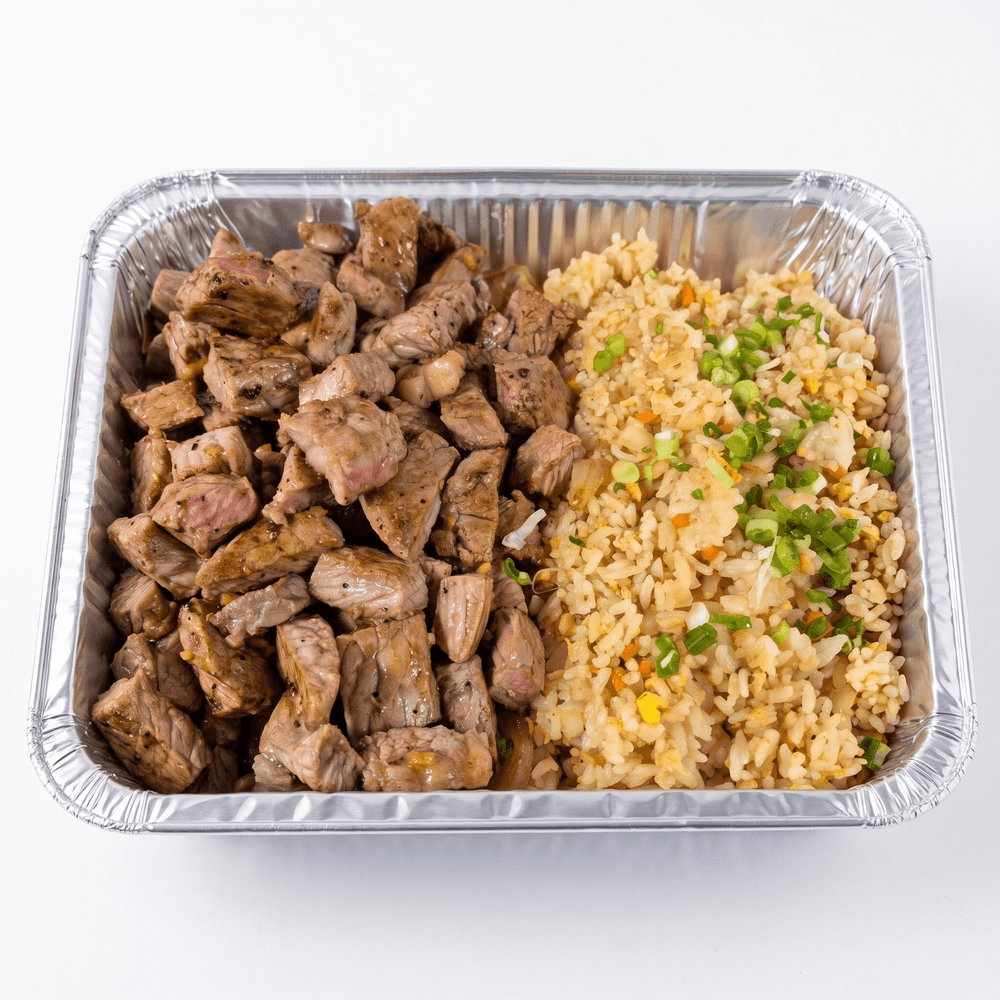 Tray of Grilled NY Steak and Fried Rice