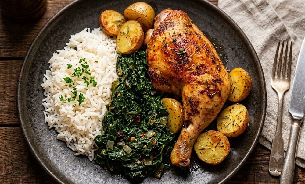 Potatoes Green or Spinach & Rice