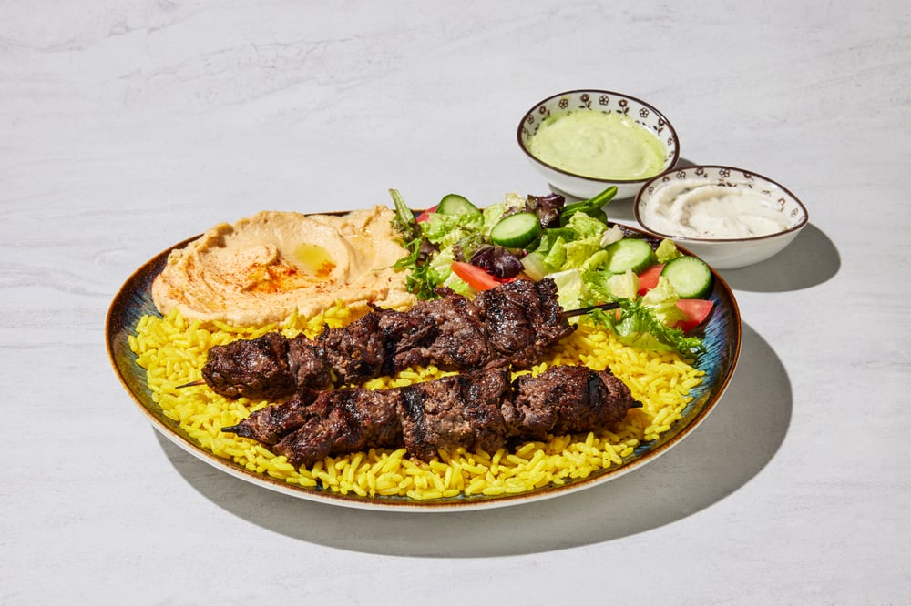 1. Filet Mignon Beef Kabob Plate
