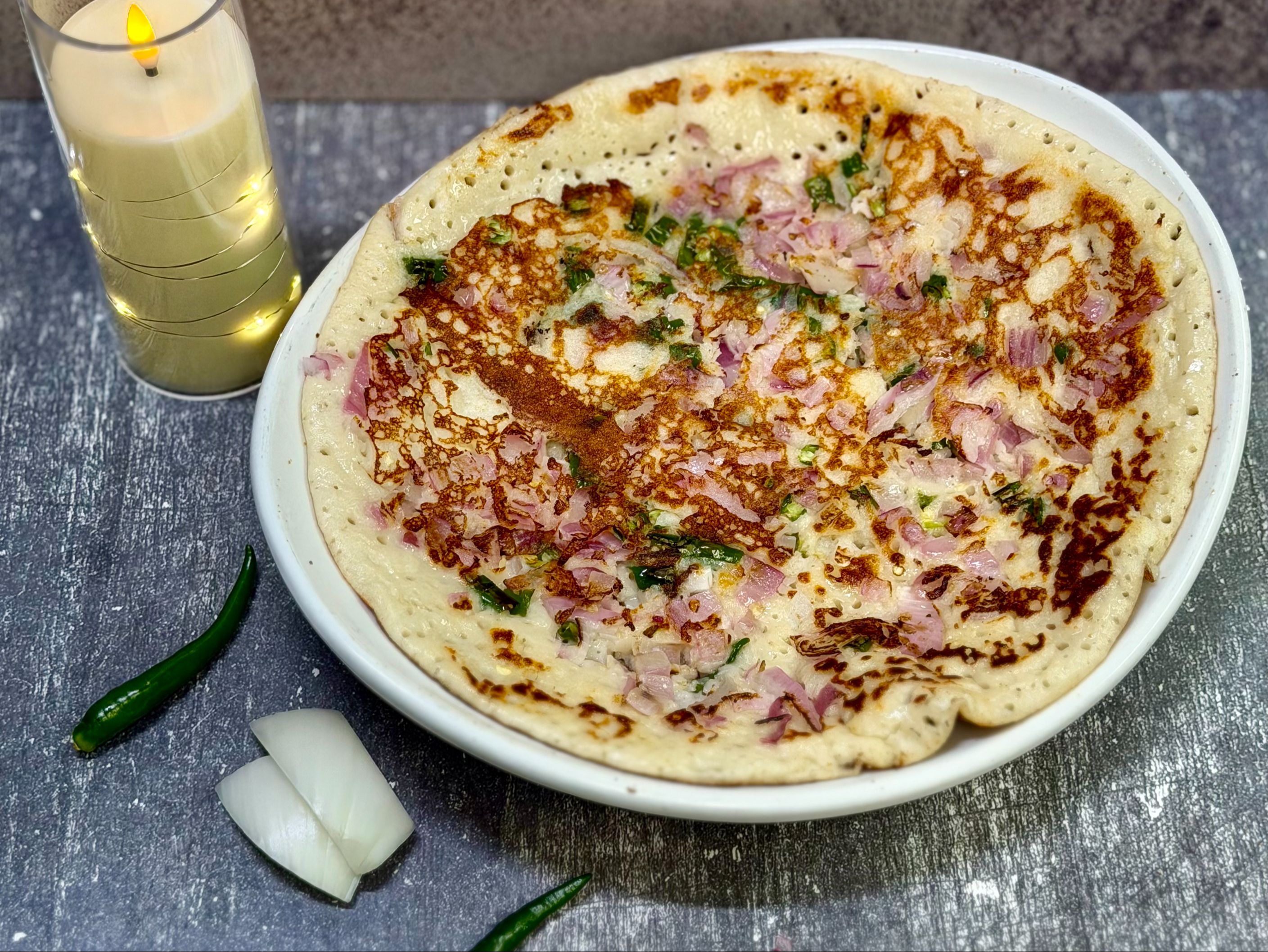 Onion Chili Uttappam