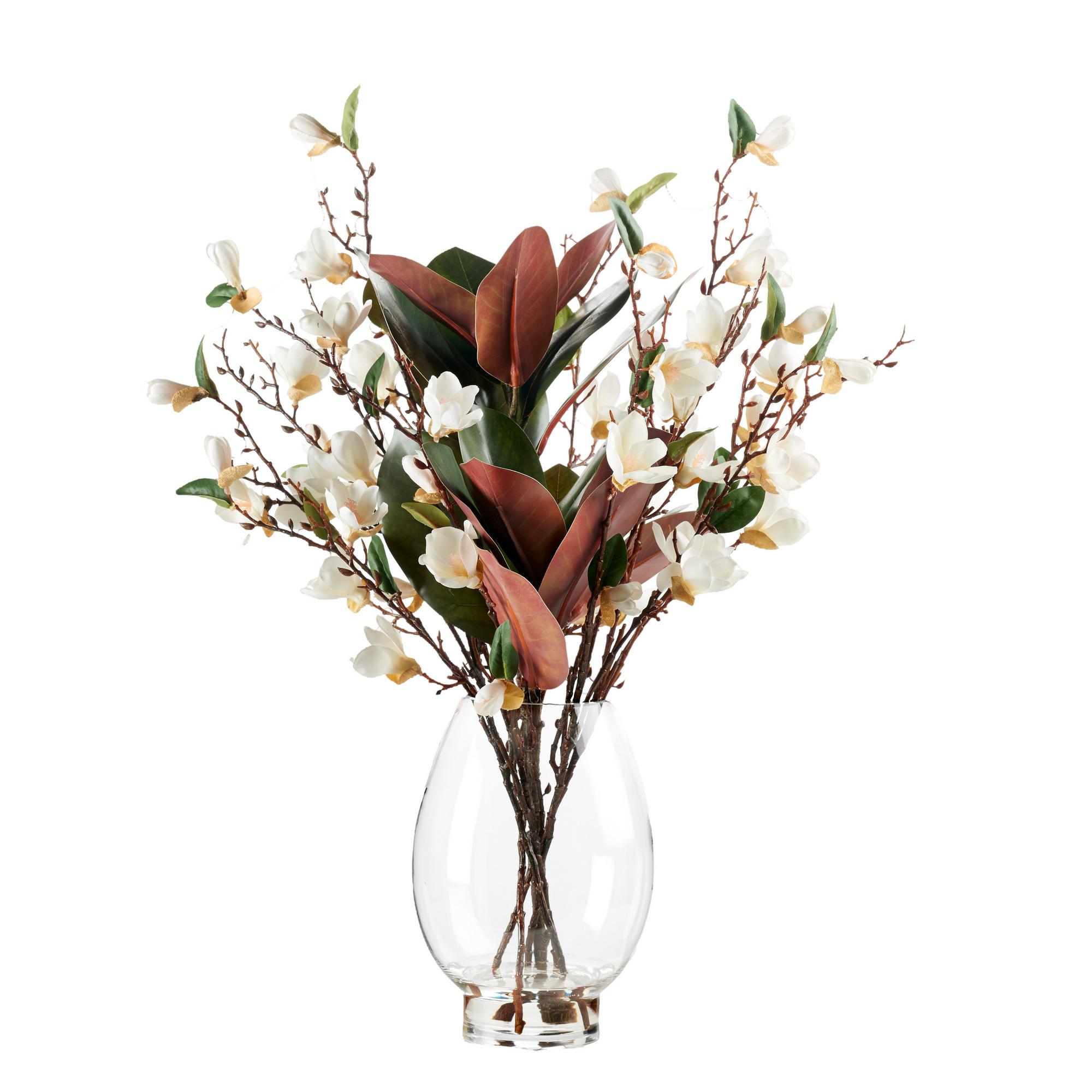 White Magnolias in Socle Vase