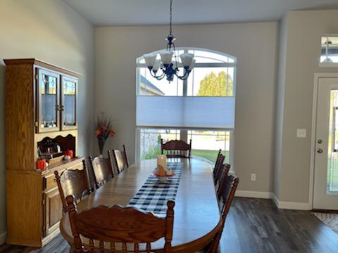 Control the sun's glare without blocking out the view with our Cellular Shades. The Top-Down, Bottom-Up Shades installed in this dining room in Fort Gibson, OK are simple yet extremely effective!  BudgetBlindsOwasso  FortGibsonOK  TopDownBottomUpShades  CellularShades  FreeConsultation  WindowWednes
