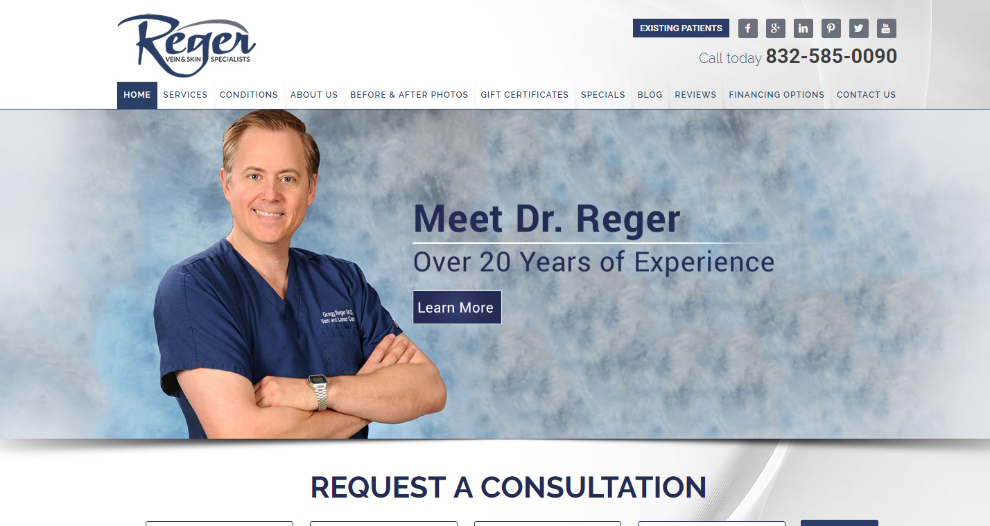 Gregg Reger MD,  is the founder of the Vein and Skin Specialists, in The Woodlands. For more information please visit: http://veinandlaser.org/about-us/ or call (832) 585-0090., , Cosmetic Dermatologist