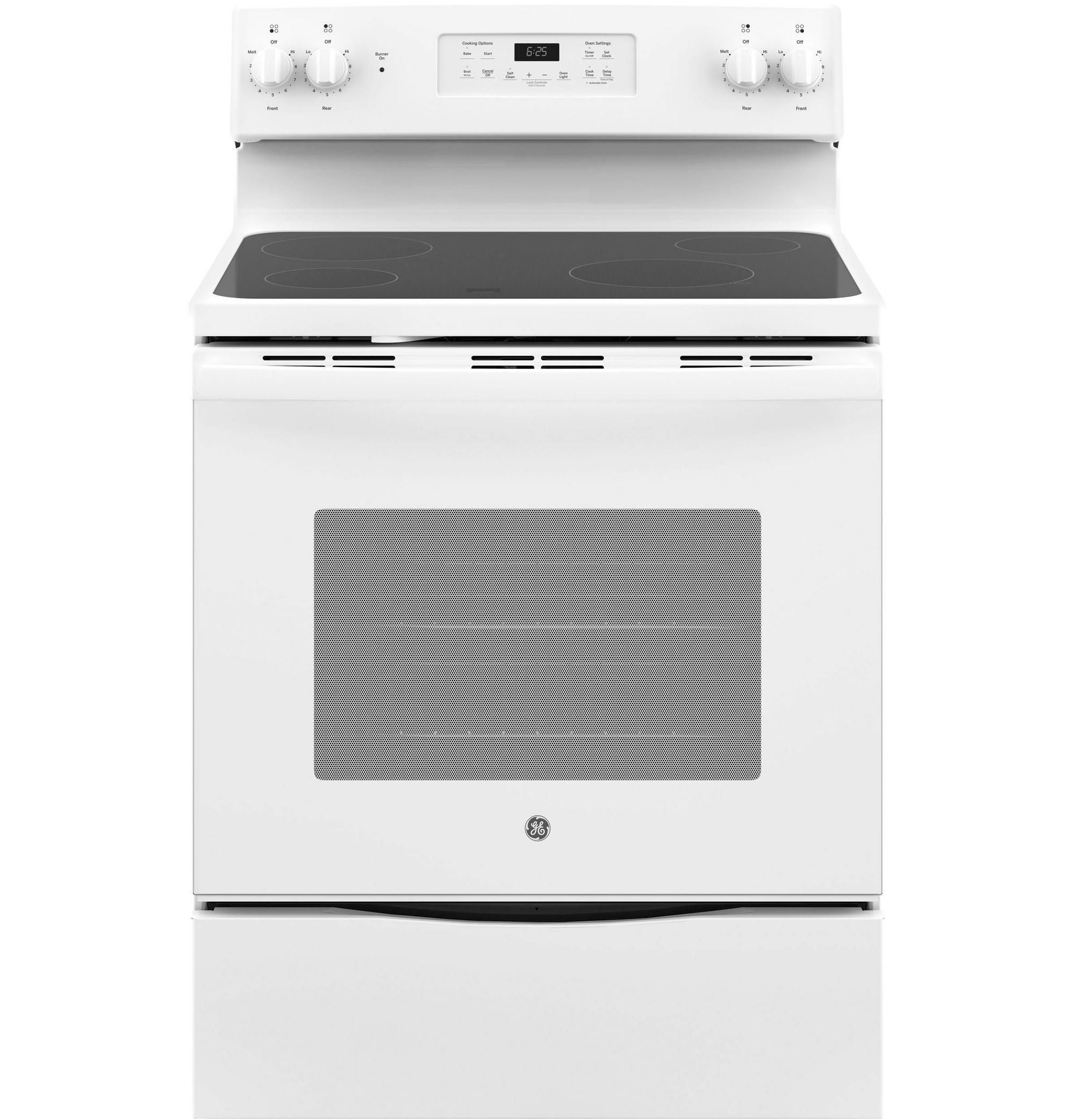 5.3 cu. ft. Self Cleaning Electric Range with Ceramic Cooktop - White