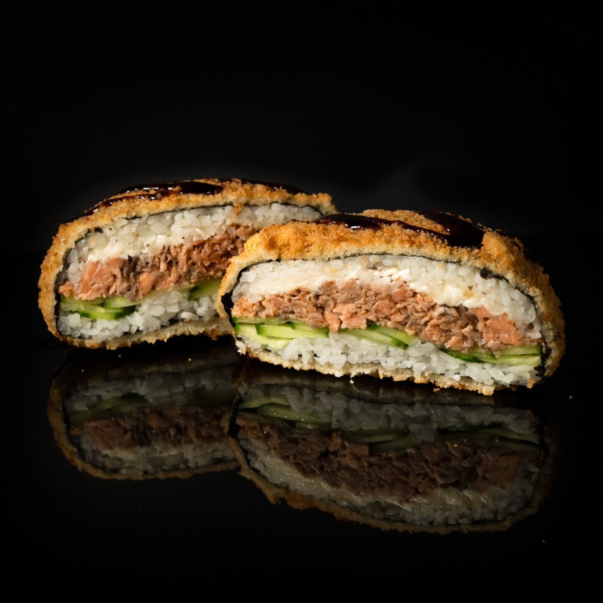 Grilled Salmon Sushi Burger