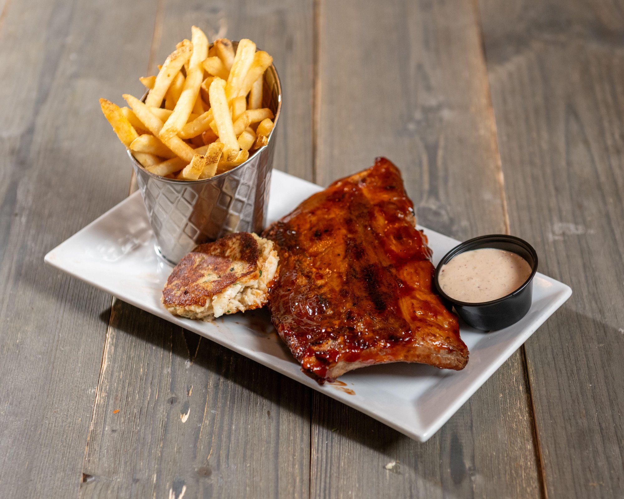 Rib and Crab Cake