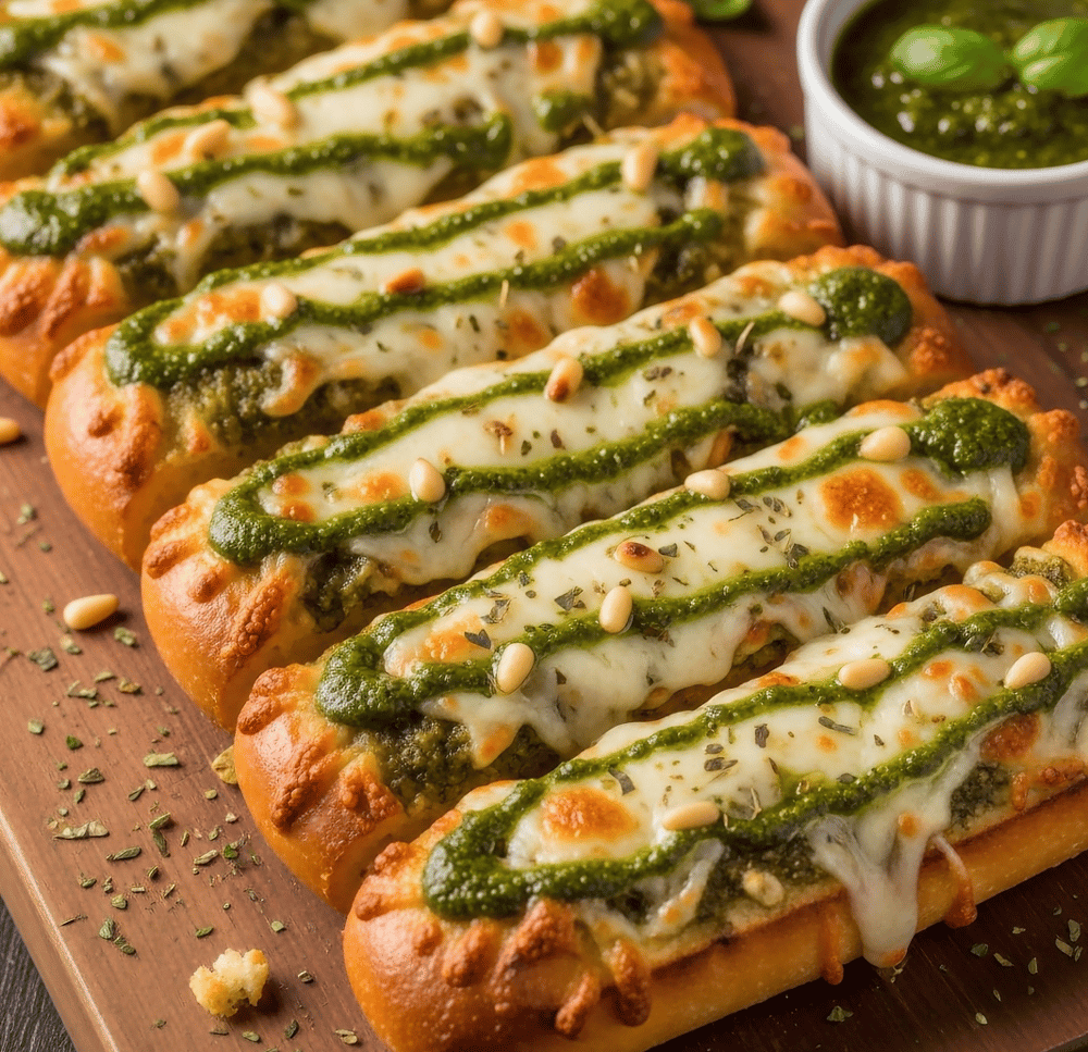 Pesto & Cheesy Garlic Bread Stix