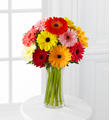 Colorful World Gerbera Daisy Bouquet - 12 Stems - Vase Included