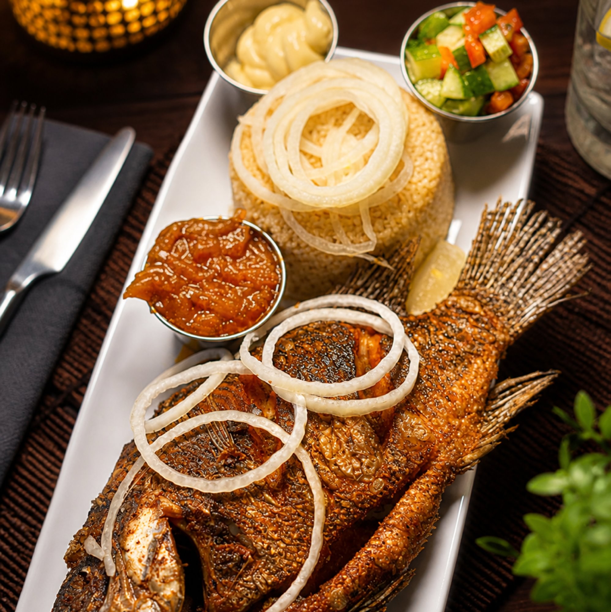Garba (Attieke) & Fried Tilapia